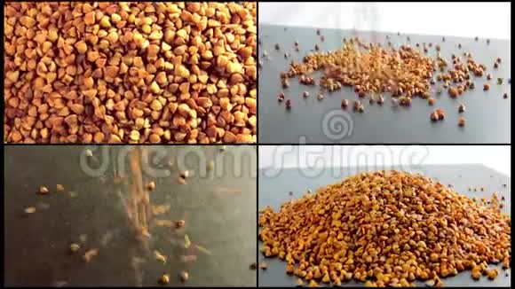 拼贴荞麦粒落在旋转的盘子上视频食品360视频的预览图