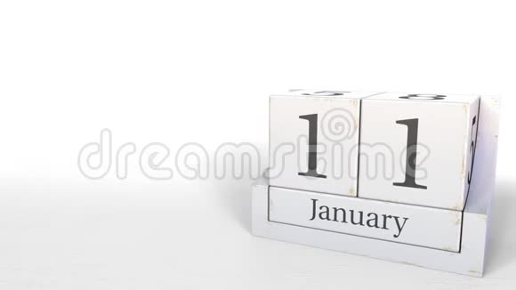 1月11日复古积木日历3D动画视频的预览图