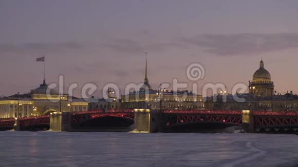 圣艾萨克大教堂宫殿桥与包括光照明视频的预览图