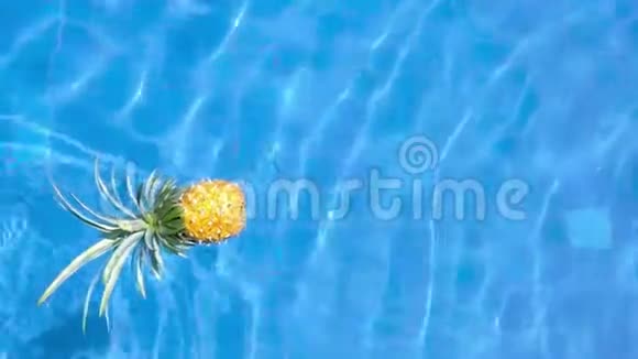 游泳池里新鲜的生机勃勃的菠萝健康的生活方式旅游慢镜头视频视频的预览图