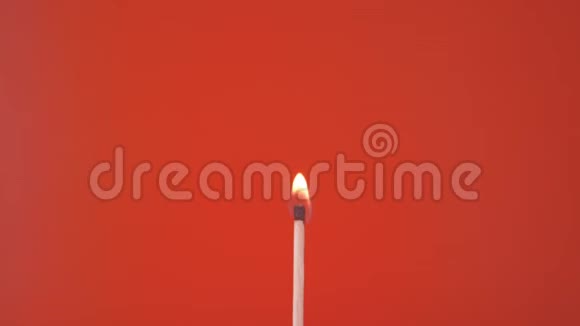 小火柴在红色背景中间燃烧视频的预览图