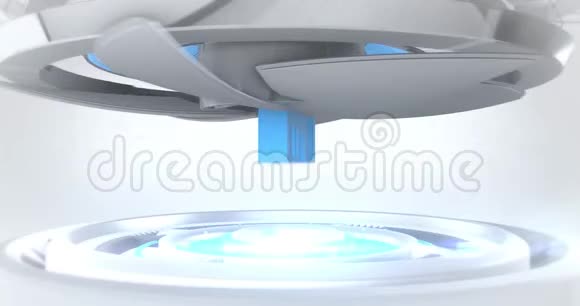 蓝色房子3D标志移动机械展示视频的预览图