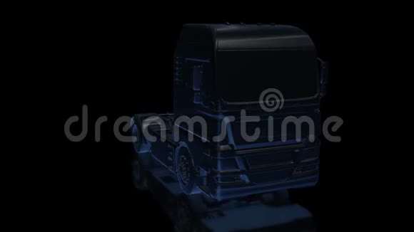 欧元卡车黑色光泽模型大卡车360度旋转循环无缝视频的预览图