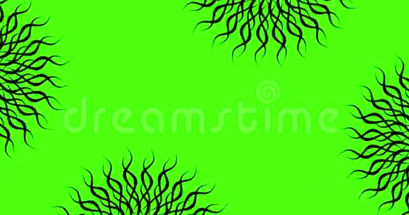 绿色背景上的动画染色的绿色背景视频动画元素形式为黑色框架视频的预览图
