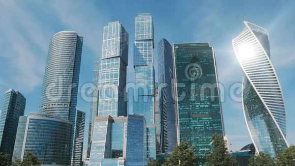 莫斯科城市摩天大楼的时间流逝莫斯科市办公商务中心莫斯科城的塔视频的预览图
