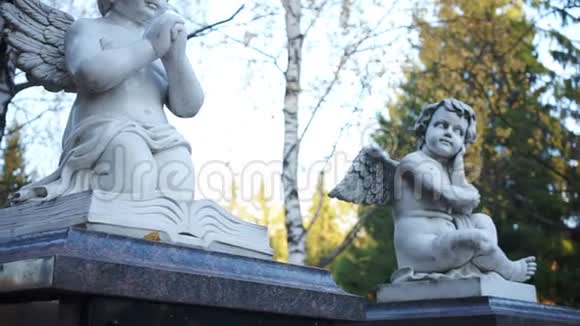 两尊天使儿童雕像视频的预览图
