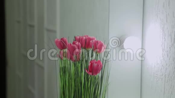 背光镜子里的人造郁金香视频的预览图