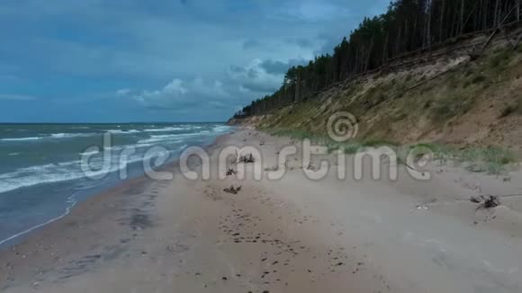 飞越海岸线波罗的海朱尔卡尔恩夏季阳光明媚的一天视频的预览图