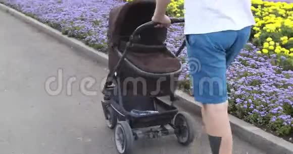 一个男人在婴儿车里散步视频的预览图