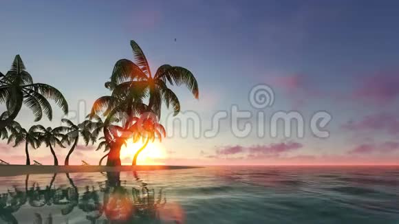 日出日落在天堂岛无缝镜头视频的预览图