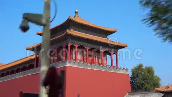 紫禁城的一个内部部分的高垂镜头中国古代宫殿皇帝视频的预览图