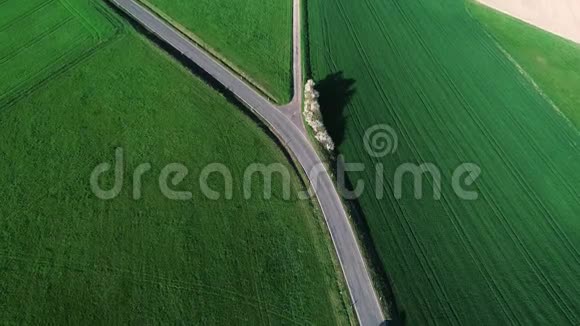 道路交叉口农业区鸟瞰图视频的预览图