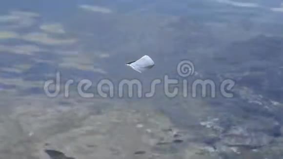 塑料杯漂浮在海里自然界的塑料污染视频的预览图