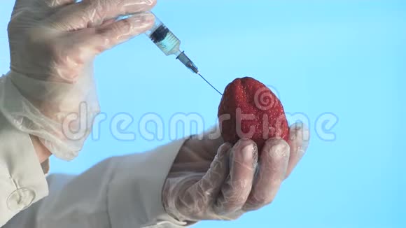 科学家用注射器注射草莓视频的预览图