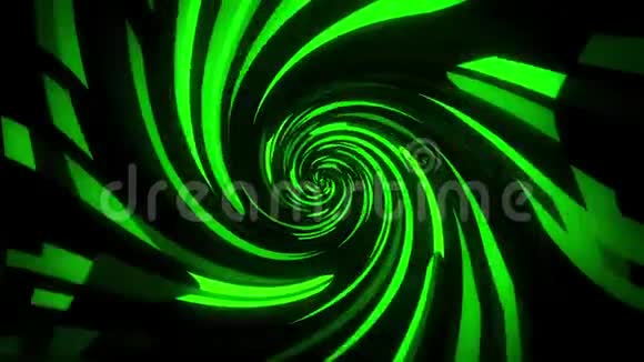 带有涡失真VJ环背景的绿色数字平方视频的预览图