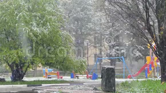 夏天的公园里下雪视频的预览图