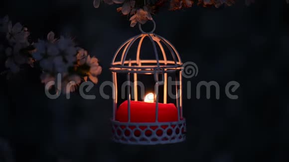 把一支可爱的红蜡烛放在白色蜡烛灯上视频的预览图
