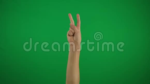 绿色屏幕背景下的和平手势视频的预览图