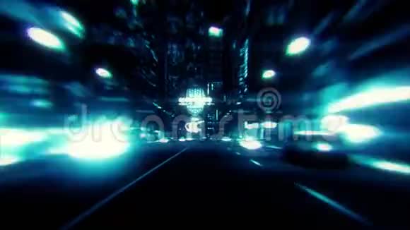 3D蓝城夜灯VJ循环运动图形背景视频的预览图