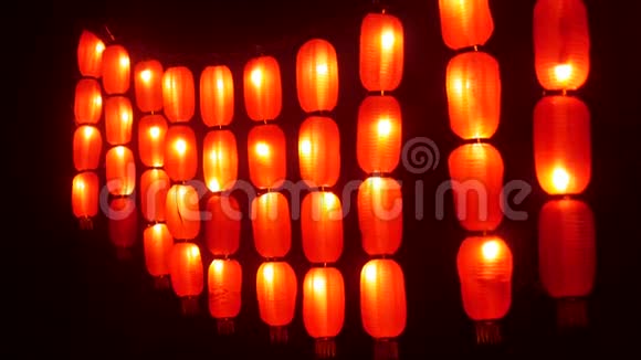 中国灯笼节日红灯夜街亚洲传统节日新年装饰夜间照明视频的预览图