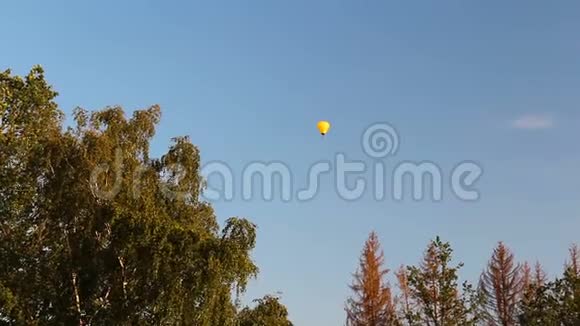 热气腾腾的气球带着树木飞向蓝天视频的预览图