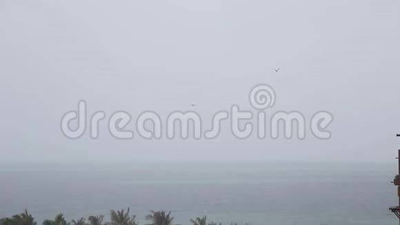 从坎昆度假胜地俯瞰海洋热带风暴在该地区下伏视频的预览图