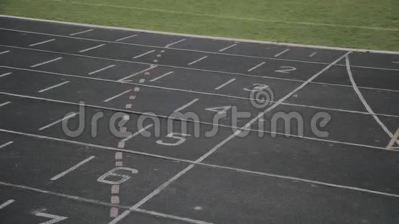 体育场跑步机上的白色标记视频的预览图