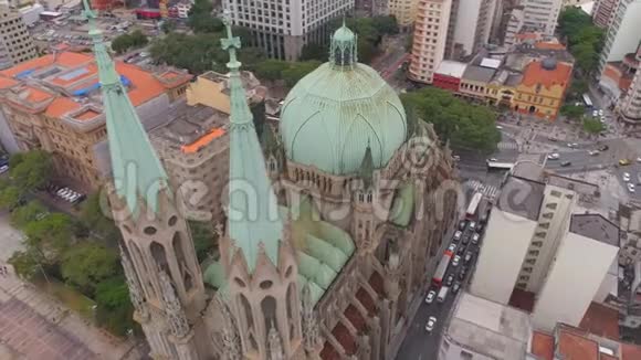 圣保罗布拉齐尔5月3日2018年城市中心Se大教堂的空中景观视频的预览图