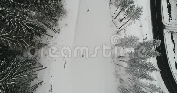 被两名滑雪者的无人机击落降落在雪下4K超高清视频的预览图