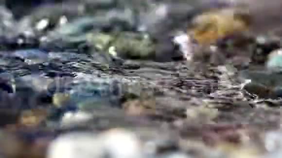 在卵石海滩上的小溪视频的预览图