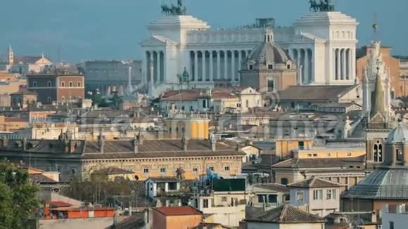 意大利罗马古城天际线与万神殿祖国祭坛等著名地标视频的预览图