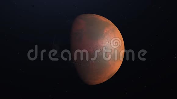前往太空中的红色星球火星背景上的星星4K视频的预览图