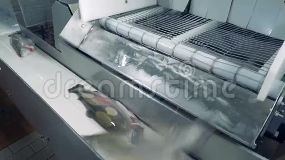 软骨鱼正从工业机器上落到皮带上视频的预览图