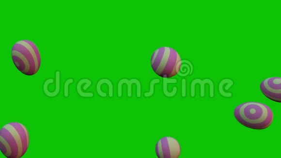复活节彩蛋落在绿色屏幕上3D动画视频的预览图