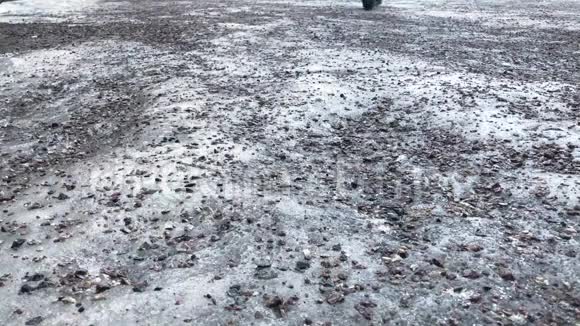 在冰上行走的橡胶靴视频的预览图