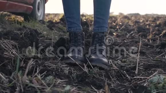 一个女孩走在田野上女人鞋子视频的预览图