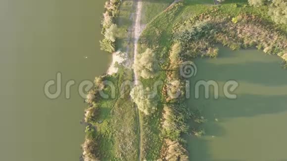 夏天乘飞机飞越河流和森林视频的预览图