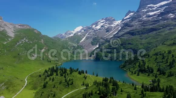 瑞士湖泊的蓝绿色水瑞士的奇妙自然视频的预览图