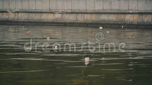 环境污染垃圾在河里游泳视频的预览图