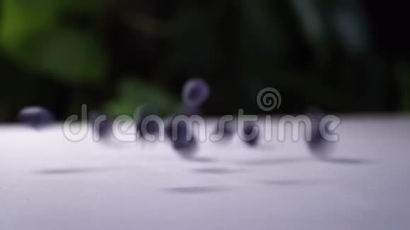 蓝莓落在白色的桌子上摔在上面视频的预览图