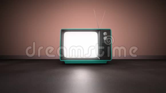放大复古电视屏幕模糊噪音与粉红色墙壁视频的预览图