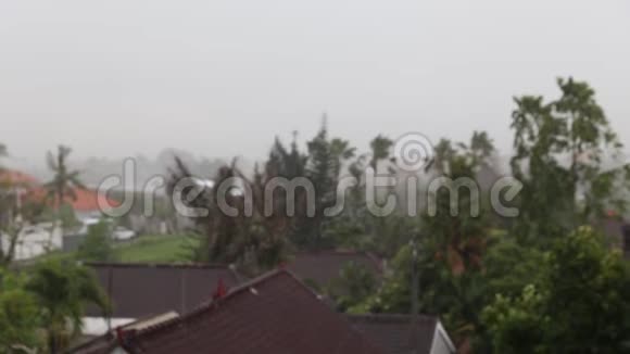 巴厘岛的热带村庄正在下大雨视频的预览图