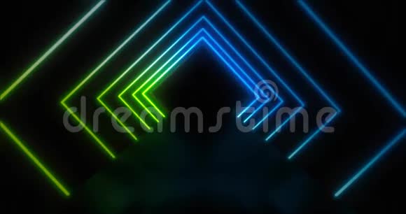霓虹灯通路显示复古激光走廊或虚拟效果4k视频的预览图