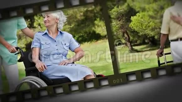 公园里一对老夫妇的电影短片视频的预览图