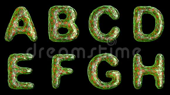 字母从塑料与抽象孔隔离在黑色背景上ABCDEFGH4K视频的预览图