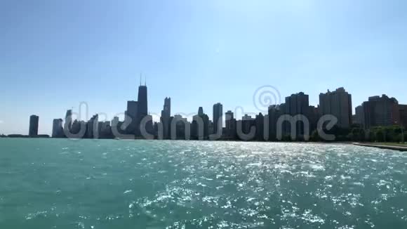 日落时分的芝加哥天际线视频的预览图