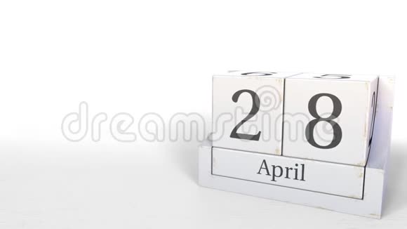 4月28日木砖日历上的日期3D动动画视频的预览图
