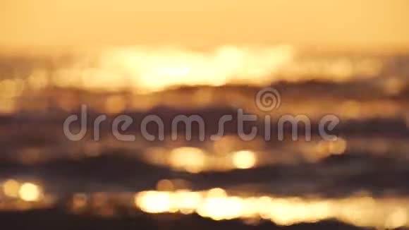 闪亮的海浪金色的海洋日出和发光的水摘要自然背景视频的预览图