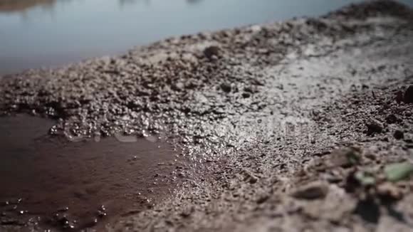 雨后立即拍摄旱地的特写镜头视频的预览图