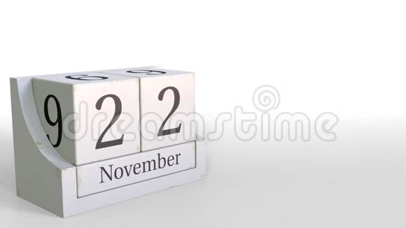 木块日历显示11月22日3D动画视频的预览图